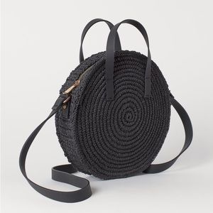 H&M straw round circle bag in black